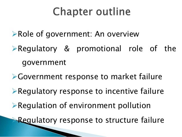 role of goverment The government grants permission to form businesses, and regulates how those businesses must act to protect the common good. role of goverment The government grants permission to form businesses, and regulates how those businesses must act to protect the common good.