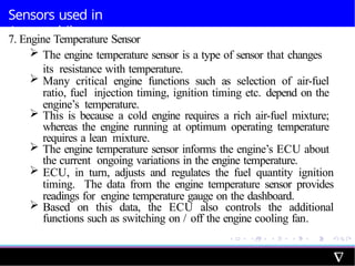 Unit_2 Sensors used in automobiles for Mechatronics Engineering | PPTX
