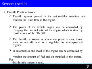 Unit_2 Sensors used in automobiles for Mechatronics Engineering | PPTX