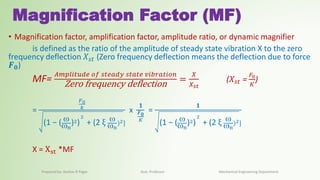 Force Magnification single degree of freedom systems forced vibrations | PDF