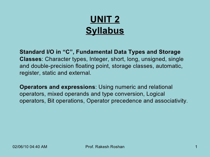 C Language Unit 2 Slides Uptu C Language C Language Unit 2 Slides Uptu C Language