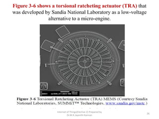 Figure 3-6 shows a torsional ratcheting actuator (TRA) that
was developed by Sandia National Laboratory as a low-voltage
alternative to a micro-engine.
Internet of Things(Elective 2) Prepared by
Dr.M.K.Jayanthi Kannan
26
 