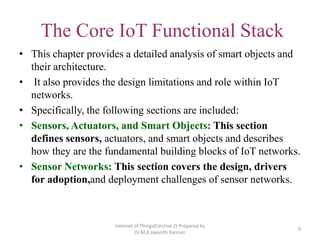 The Core IoT Functional Stack
• This chapter provides a detailed analysis of smart objects and
their architecture.
• It al...