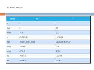 SQL Numeric Data Types
 
