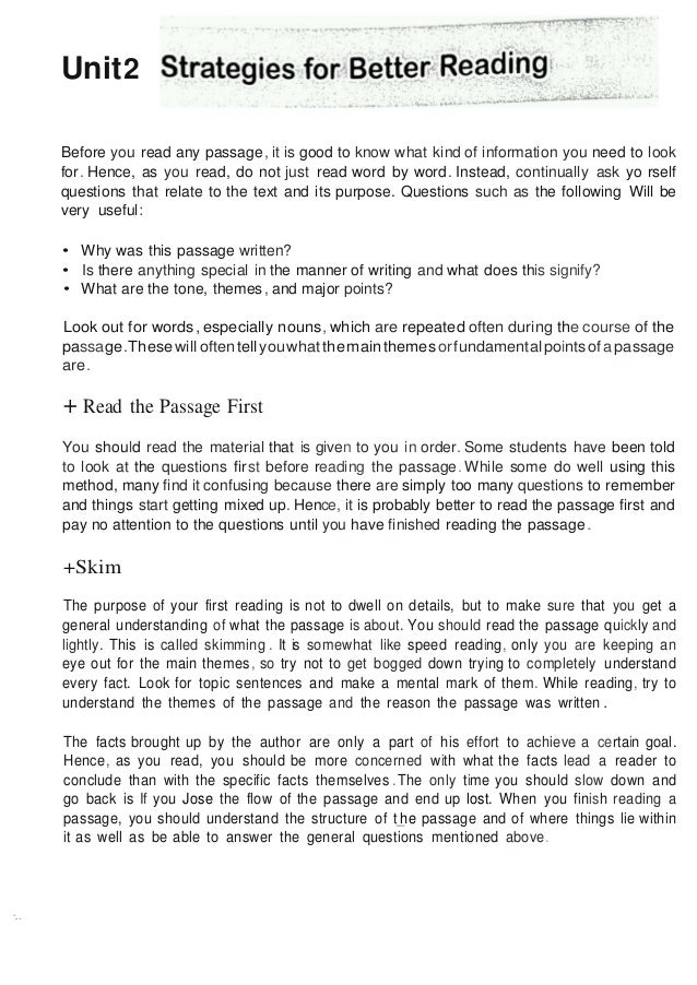 Strategies For Better Reading Of Passages