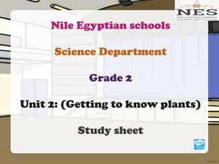 Nile Egyptian schools
Science Department
Grade 2
Unit 2: (Getting to know plants)
Study sheet
 