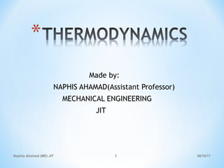 Made by:
NAPHIS AHAMAD(Assistant Professor)
MECHANICAL ENGINEERING
JIT
06/10/17Naphis Ahamad (ME) JIT 1
 