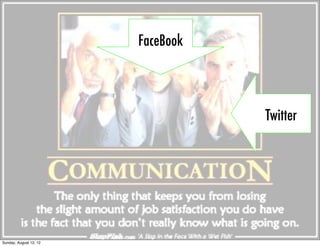 FaceBook



                                   Twitter




Sunday, August 12, 12
 