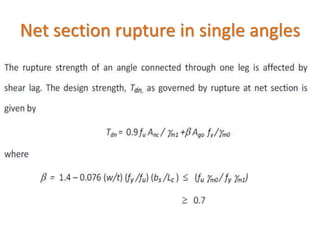 Net section rupture in single angles
 
