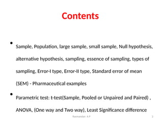 Unit 2 Testing of Hypothesis -Parametric test- Biostatistics and ...