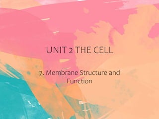 UNIT 2 THE CELL
7. Membrane Structure and
Function
 