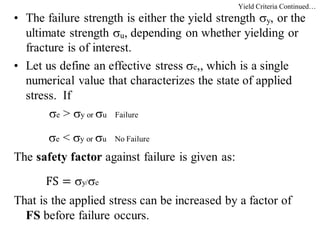 Yield Criteria Continued…
 