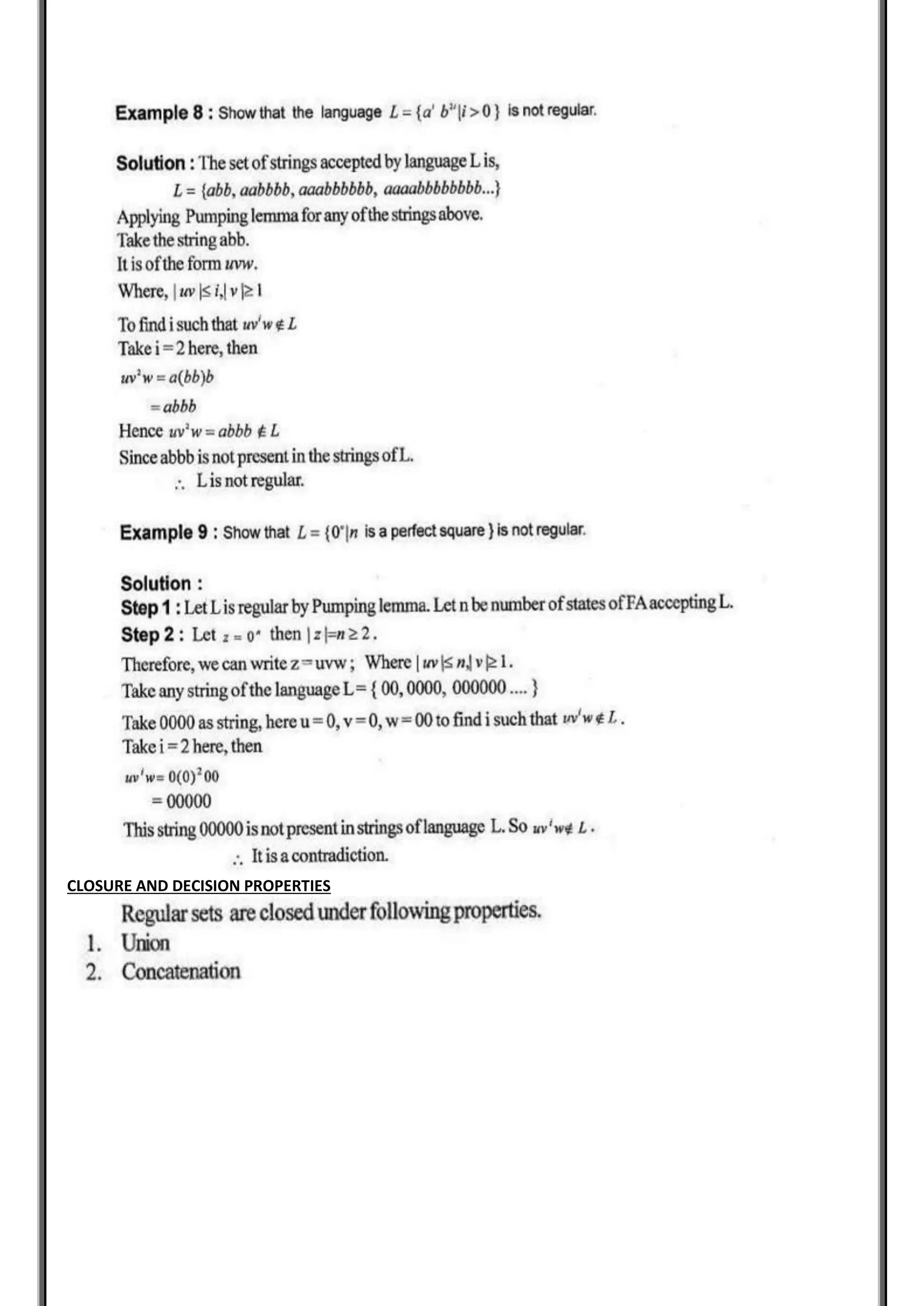 CLOSURE AND DECISION PROPERTIES
 