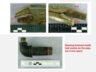 Spacing between teeth
tool marks on the pipe
are 4 mm apart.
 