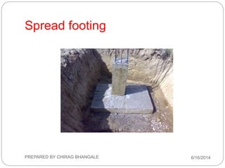 Spread footing
6/16/2014PREPARED BY CHIRAG BHANGALE
 
