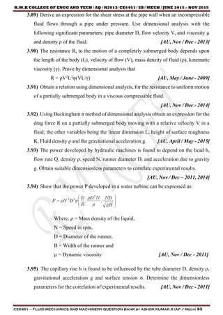 CE6451 - FLUID MECHANICS AND MACHINERY UNIT - III NOTES | PDF
