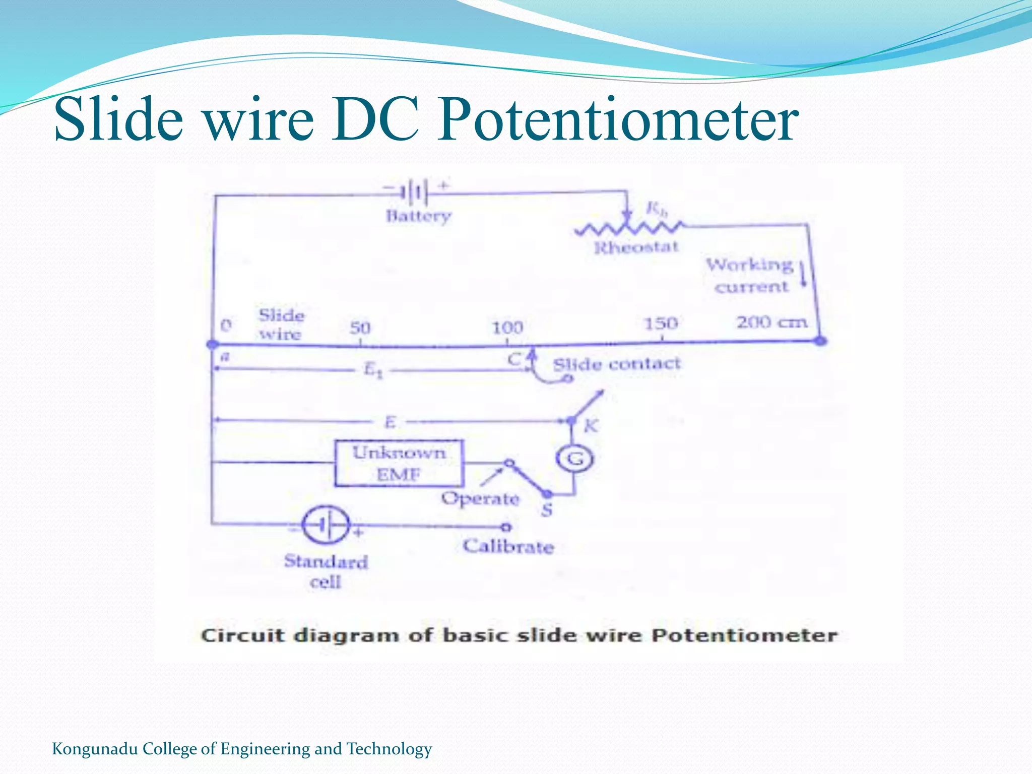Slide wire DC Potentiometer
Kongunadu College of Engineering and Technology
 