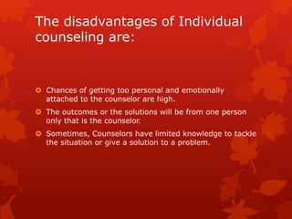 Counselling Risks TYPES OF COUNSELLING | PPTX