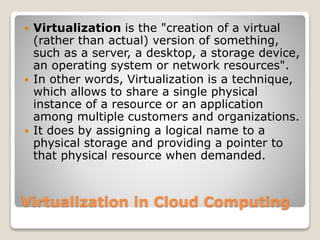 Virtualization concepts in cloud computing | PPTX