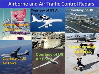 MIT Lincoln Laboratory
Introduction-15
AG 6/18/02
Airborne and Air Traffic Control Radars
Courtesy of Northrop
Grumman. Used with
permission.
Courtesy of US
Navy.
Courtesy of US Air
Force.
Courtesy of US
Air Force.
Courtesy of US
Air Force.
Courtesy Lincoln
Laboratory.
Courtesy of US
Air Force.
 