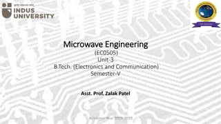 Microwave Engineering
(EC0505)
Unit-3
B.Tech. (Electronics and Communication)
Semester-V
Asst. Prof. Zalak Patel
 