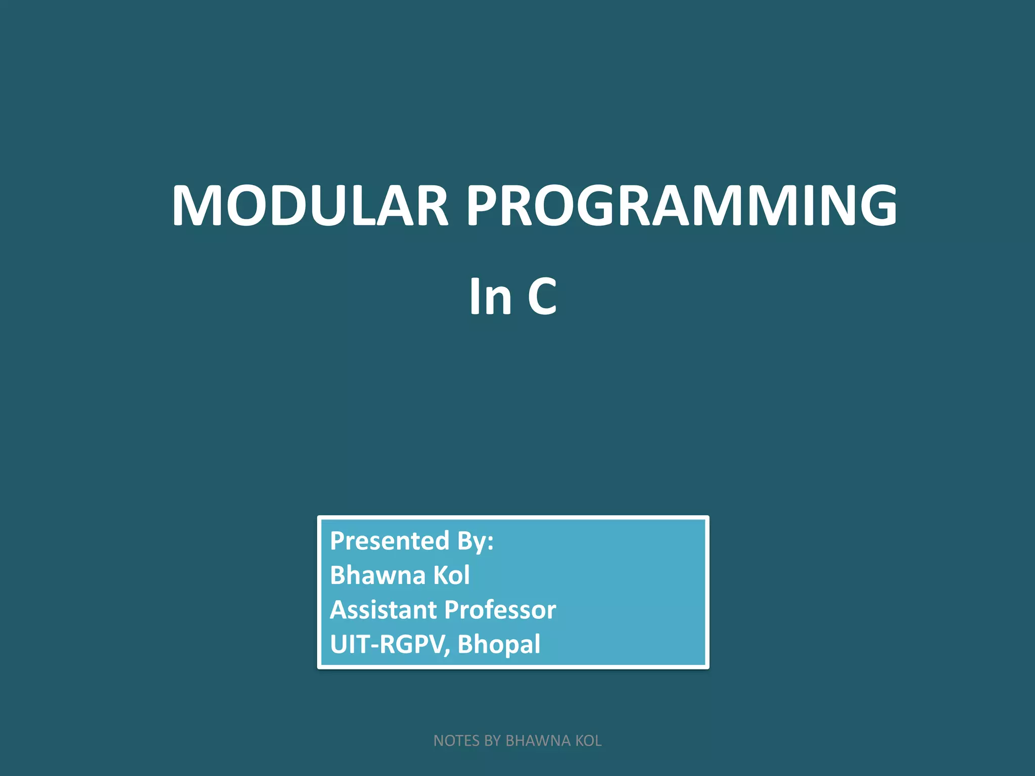 Modular Programming in C | PPT