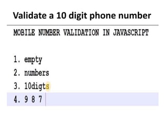 Validate a 10 digit phone number
 