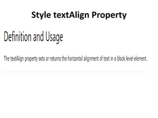 Style textAlign Property
 
