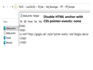 Disable HTML anchor with
CSS pointer-events: none
 