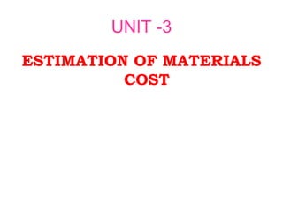 UNIT 3.4_ESTIMATION OF MATERIAL COST.ppt