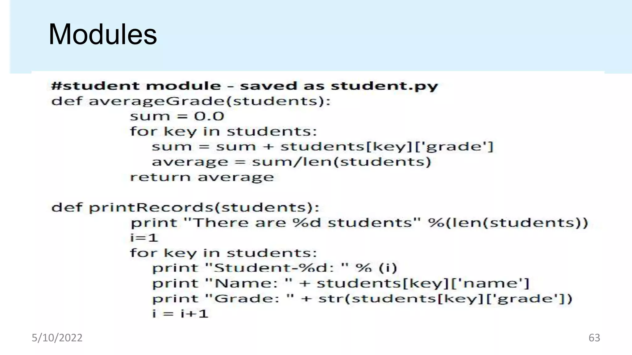 Modules
5/10/2022 63
 