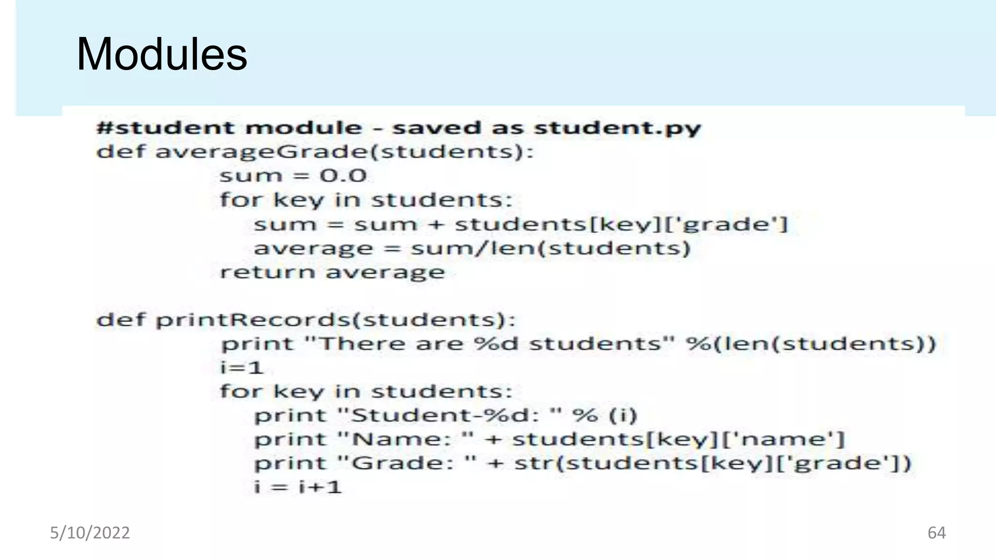 Modules
5/10/2022 64
 