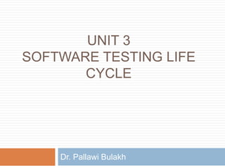 UNIT 3
SOFTWARE TESTING LIFE
CYCLE
Dr. Pallawi Bulakh
 