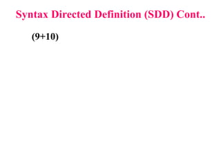 Syntax Directed Definition (SDD) Cont..
(9+10)
 