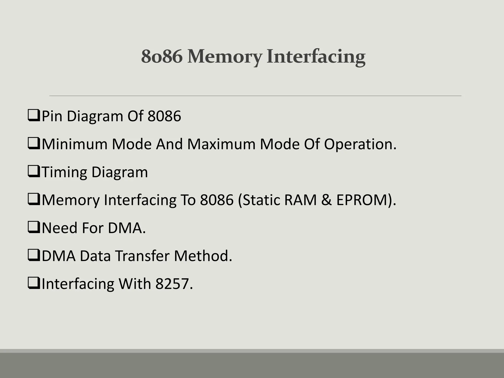 Memory Interfacing of 8086 with DMA 8257 | PPT
