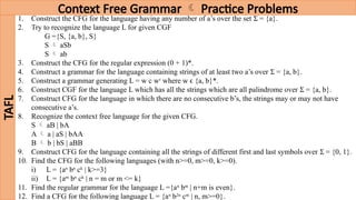 Theory of Automata and CGFG for learning | PPTX