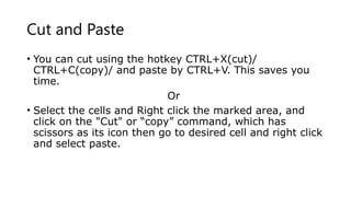 UNIT 3 Excel basics and concept part one | PPTX