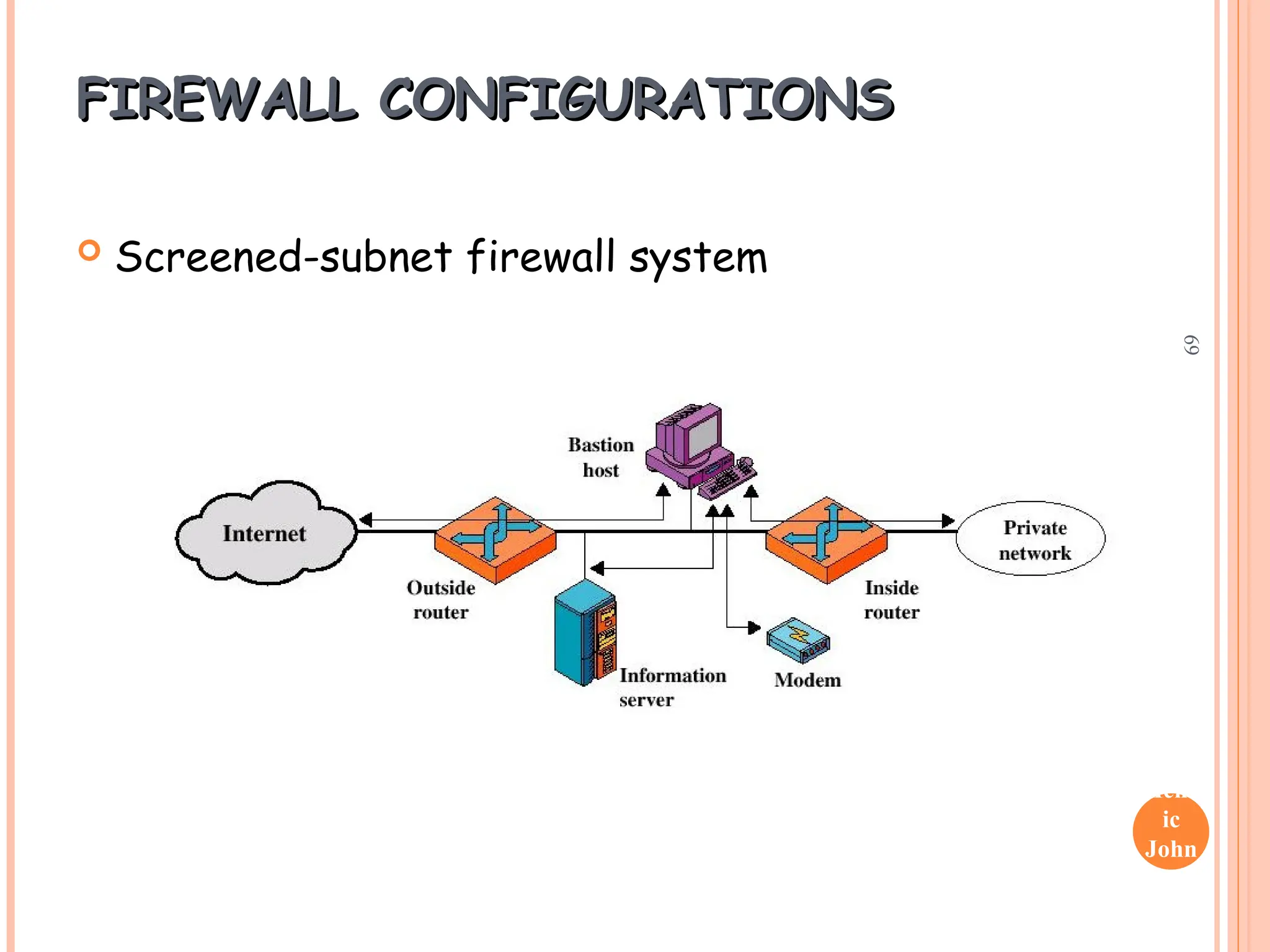 Henr
ic
John
son
69
FIREWALL CONFIGURATIONS
FIREWALL CONFIGURATIONS
 Screened-subnet firewall system
 
