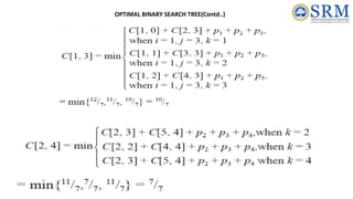 OPTIMAL BINARY SEARCH TREE(Contd..)
 
