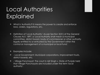 Local Authorities Example Unit 3: The Concept of 'State' & Fundamental Rights: Article 12 and 13 ...