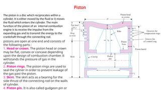 Design of Engine Parts, (Connecting rod and Piston) | PPTX