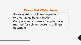 Mastering the Elimination Method to Solve Systems of Linear Equations ...