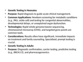 Comprehensive Genetic Testing and Screening in Neonates and Adults ...