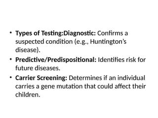 Comprehensive Genetic Testing and Screening in Neonates and Adults | PPTX