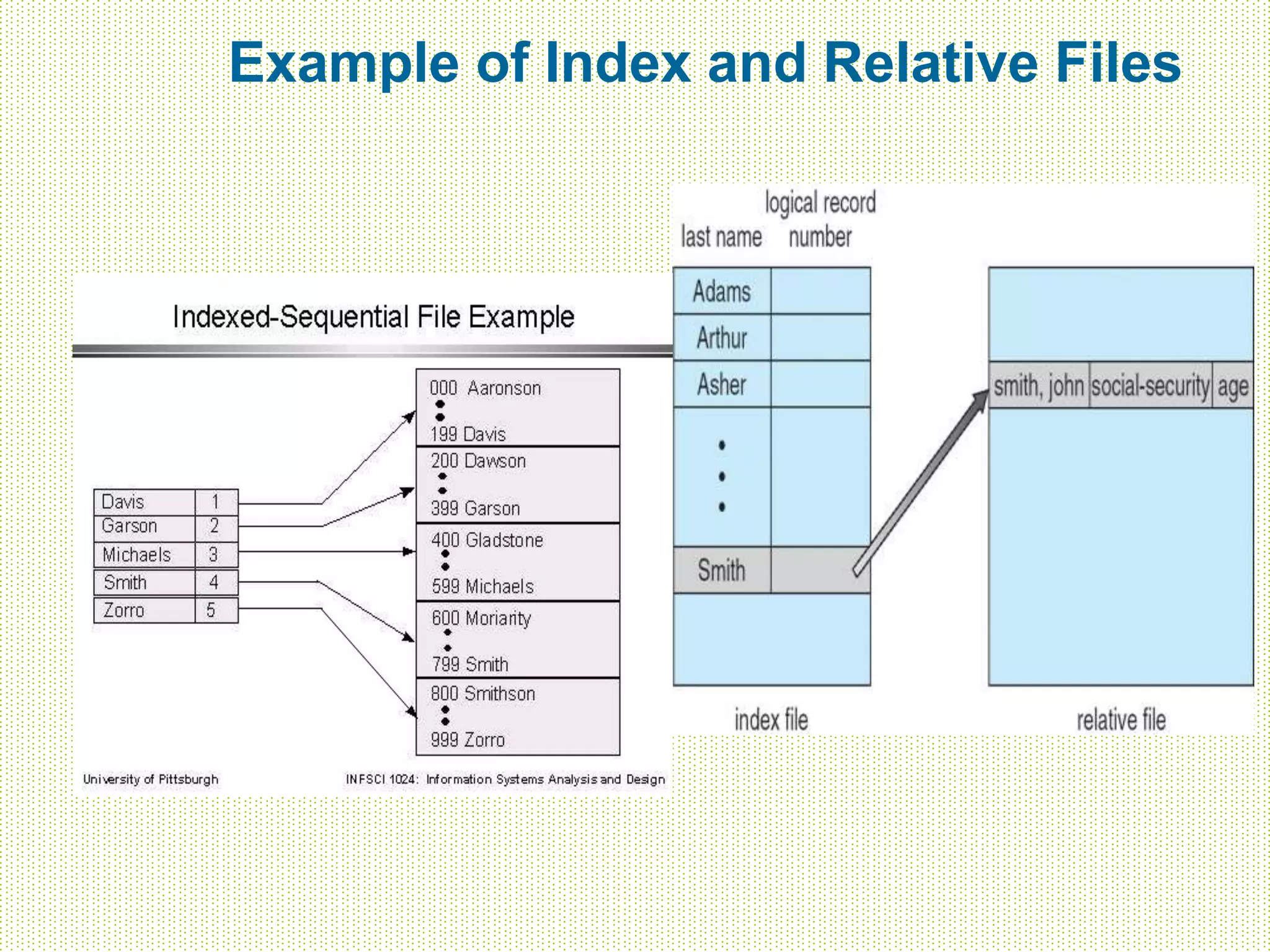 Example of Index and Relative Files
 