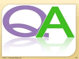51Unit 3 – Consumer Behaviour
 