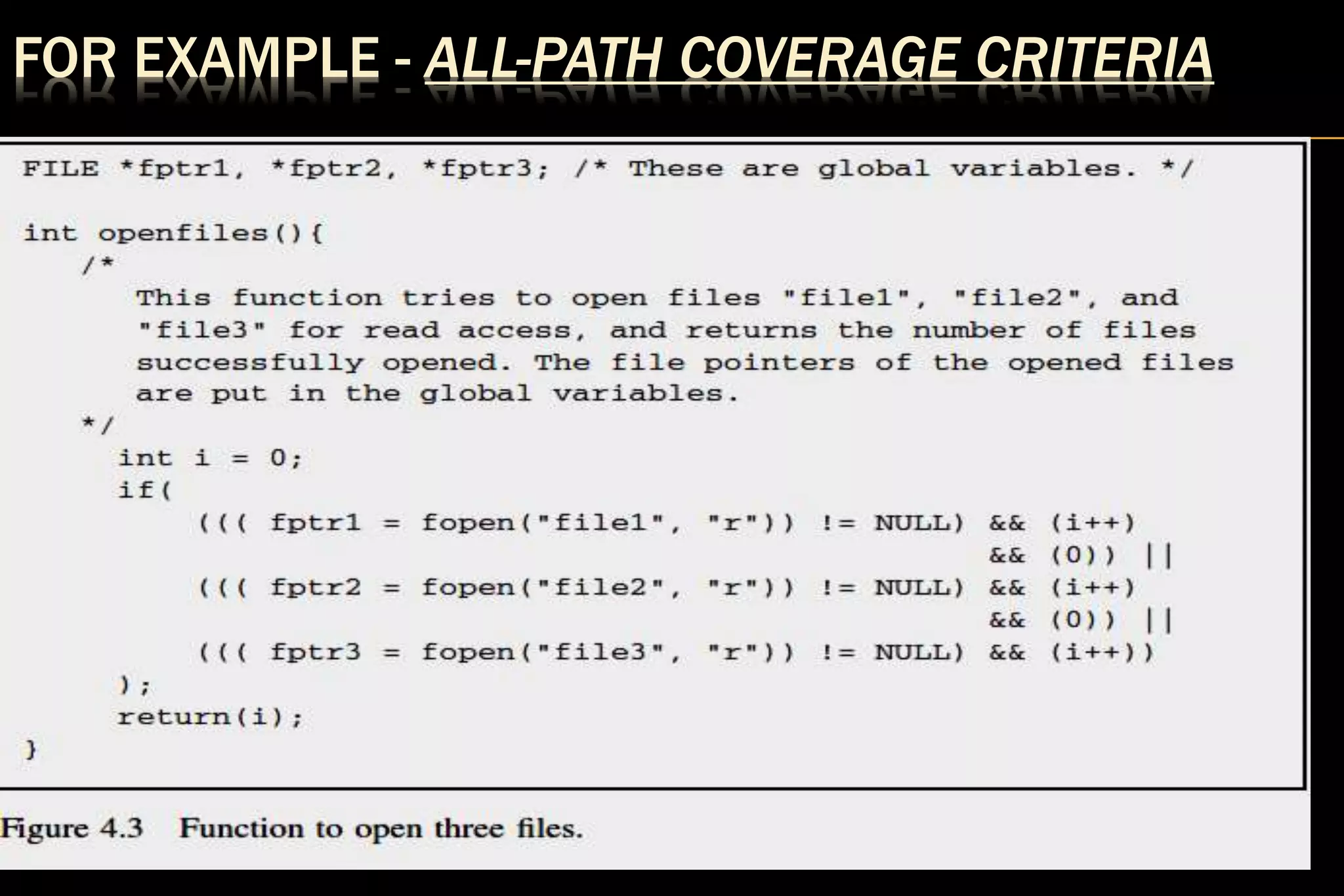 FOR EXAMPLE - ALL-PATH COVERAGE CRITERIA
14
 