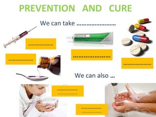 PREVENTION AND CURE
…………………
We can take ……………………
…………………
…………………
…………………
We can also …
…………………
………………...
…………………
………………...
 