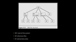 • MF: root of the system
• DF: directory files
• EF: elementary data
 