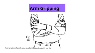 Arm Gripping
Fig.
40
This variation of arm folding usually indicates insecurity and fear
 